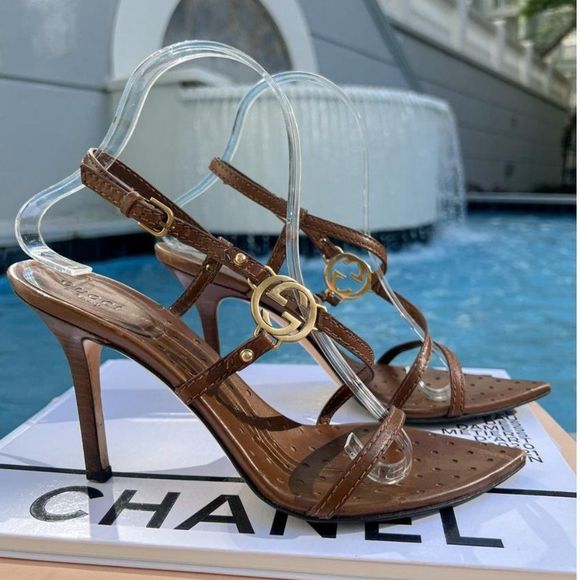 Gucci Shoes - Tom Ford Rare Vintage GUCCI Brown Strappy Pointed Toe Stiletto Size 7.5